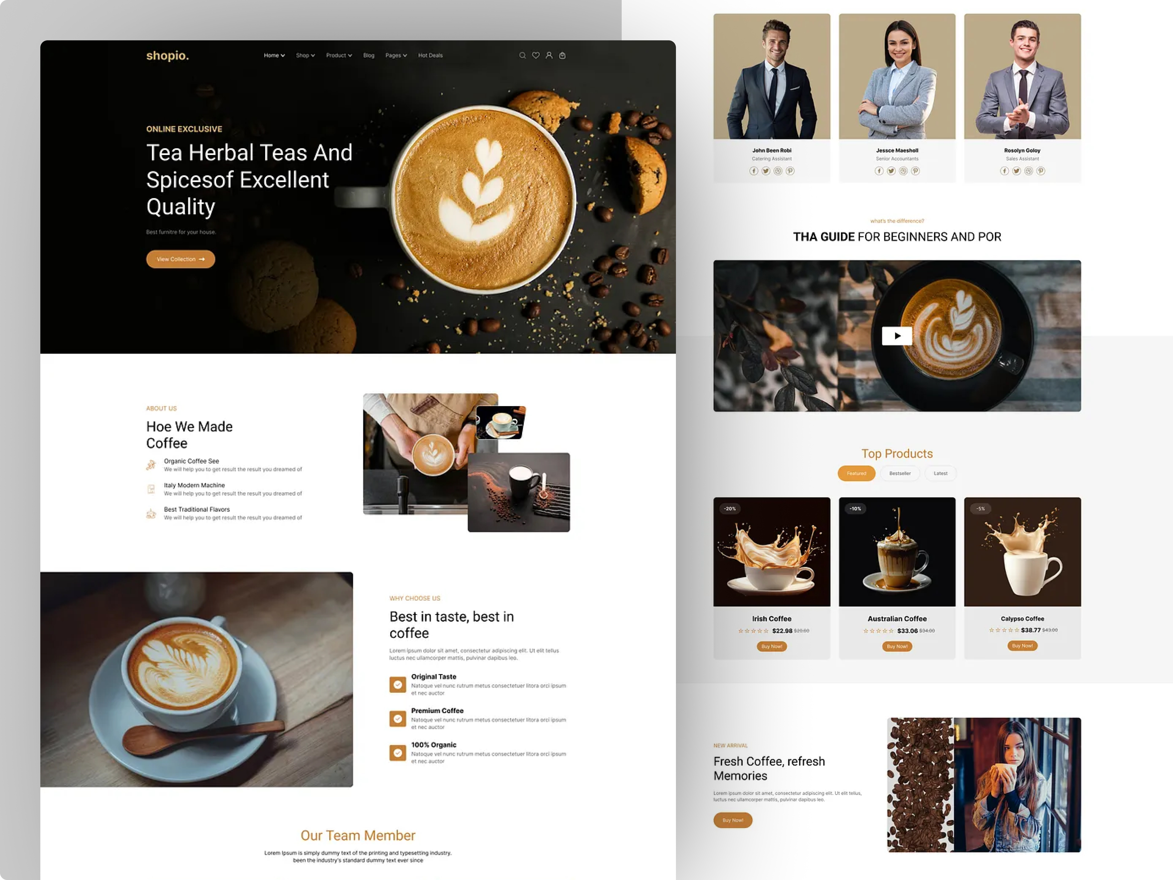 Premium Coffee Shop Website – Modern & Aesthetic UI Design cafe website clean ui coffee shop dark theme dashboard ecommerce design figma food and drink graphic design home page landing page mobile app design modern website product showcase responsive design shopio ui ui design ux design web design