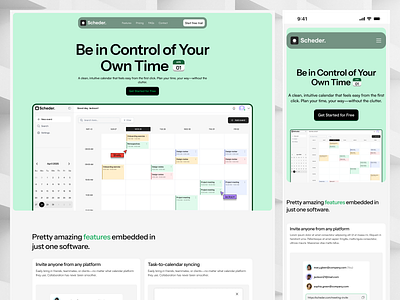 Scheder Landing Page Design dashboard figma design landing page saas task management uiux website design