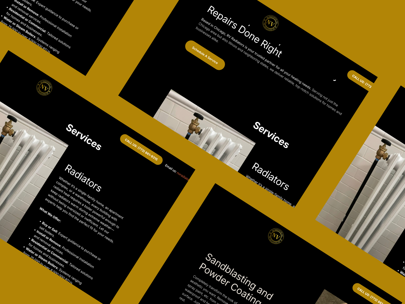 RV Radiators Landing Page ui website wordpress
