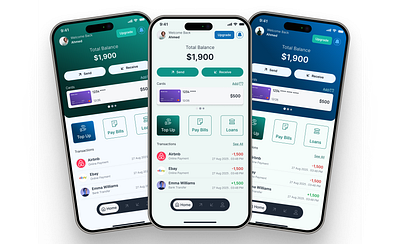 Fintech Dashboard Redesign – Mobile banking bills blue branding dashboard design iteration figma fintech freelance green mobile app product design redesign ui user interface ux