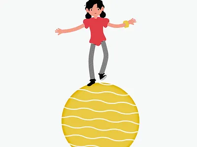 A ballerina on a big ball animation motion graphics