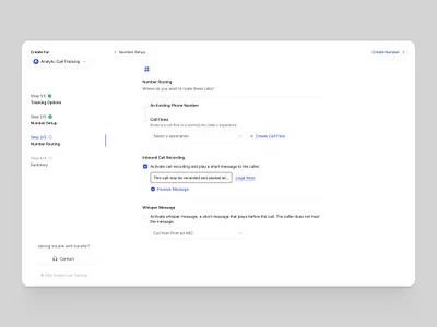 Number Flow Creater call tracking dashboard design ui ux web design webapp