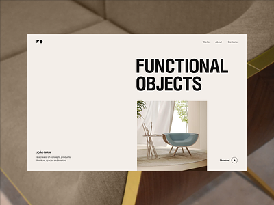 Functional Objects clean design designer homepage interior minimalism portfolio simple ui uiux ux webdesign