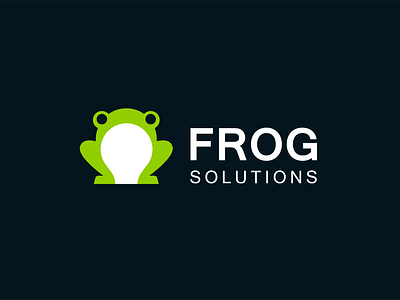 frog solutions animal branding bulb business consulting frog light logo negative space tech