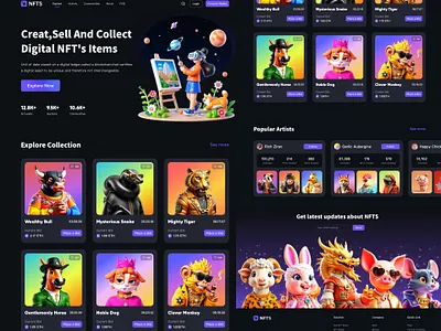 NFTS Marketplace Website art design ui