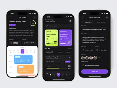 Task Management App business deadline design mobile app productivity project reminder task management teamwork to do ui ui kit ux