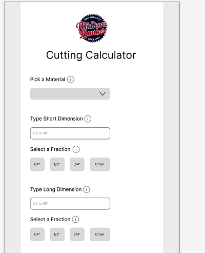 Midtown Lumber Cutting Calculator design product design ux