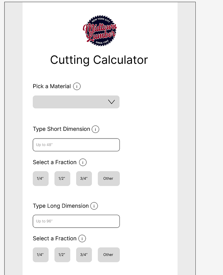Midtown Lumber Cutting Calculator by Andrew Lee on Dribbble
