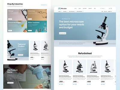 Microlex - Microscope Ecommerce Landing Page clean clinic clinical design doctor e commerce landing page microscope minimal mockup responsive seller store ui ux website