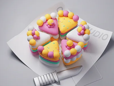 3D Cartoon Cake 3d 3d scenes c4d illustration octane 卡通 蛋糕 趣味 颜色