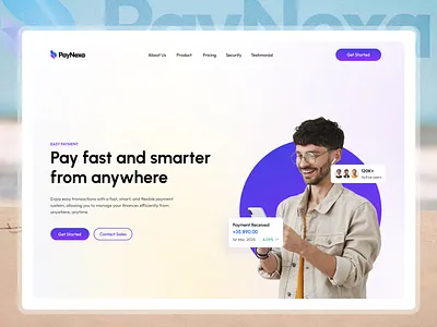 PayNexa - Hero Section branding design featured graphic design illustration javascript landing page logo payment gateway react seo stripe ui visa