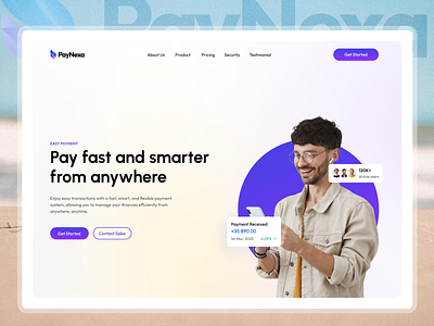 PayNexa - Hero Section branding design featured graphic design illustration javascript landing page logo payment gateway react seo stripe ui visa
