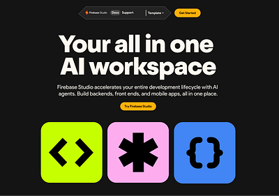 FIREBASE STUDIO HERO SECTION DESIGN firebase studio landing page firebase website design hero section hero section website design landing page ui website design