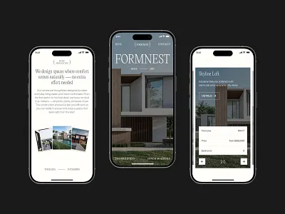 🏡 Formnest Collective — Modern Homes app booking clean homes minimal mobile app mobile design modern design product design property real estate responsive ui web design