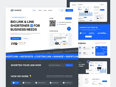 Shortie - URL Shortener Landing Page analytic barcode bio link chart component custom link engagement generator landing page link management microsite product qr code qr code generator saas shortlink url url shortener web design