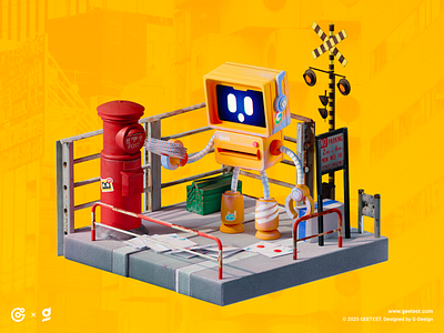 GeeTest Bot Design 3d bot branding cube design graphic design illustration robot