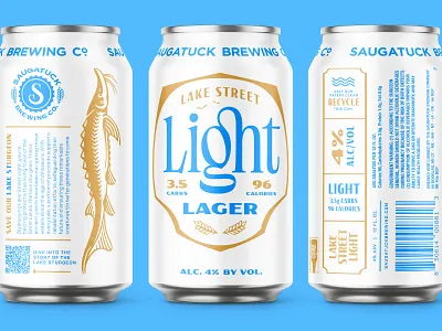 Lake Street Lager Beer Can beer beer can beer can design beer can mockup brewery brand fish illustration illustration lager lake sturgeon lettering ligature logo logotype sturgeon type typography wells wells collins wells collins design wordmark
