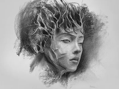 Symbiosis | Charcoal drawing art arte charcoal desenho dibujo drawing human portrait surreal symbiosis
