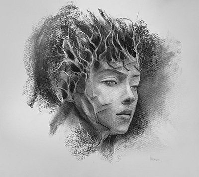 Symbiosis | Charcoal drawing art arte charcoal desenho dibujo drawing human portrait surreal symbiosis