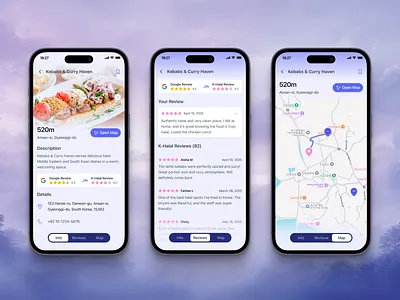 Find Halal Restaurant in Korea app app design map map app mobile app mobile app design restaurant restaurant app restaurant page review travel app ui uidesign uidesigner uiux uiuxdesign userinterface