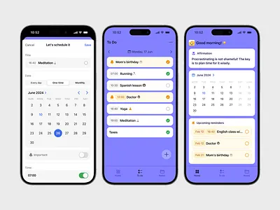 Mobile App iOS UI Design, UI/UX – calendar, to-do, planner app branding design ios logo mobile mobile app planner product design ui ui design uiux ux ux design uxui web design webdesign