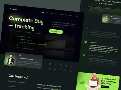 Xanggrah - Error Tracking Service Landing Page ai bug tracking code service error log saas tracking code