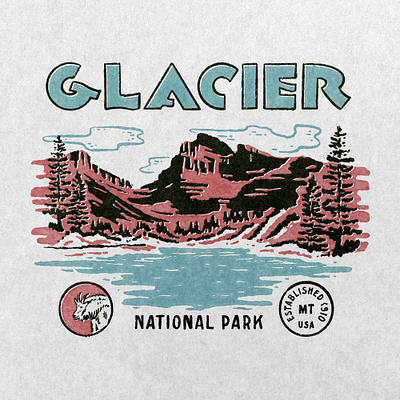 Glacier National Park badge design glacier glacier national park illustration national park us usa vintage