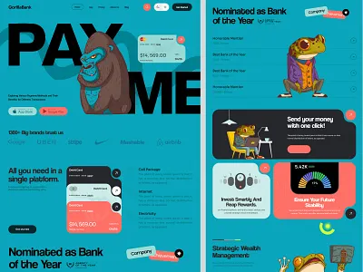 GorillaBank Fintech design bank design fintech frog gorilla graphic design illustration minimalism ui
