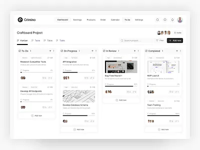 Crimino | To Do Page collaboration dashboard product design saas task list task manager team to do to do list