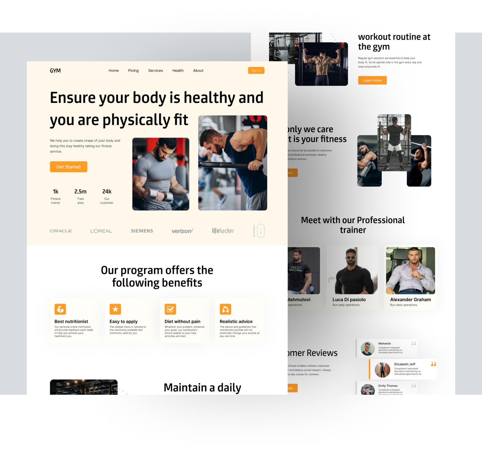 Physical fitness Landing page. build building fitness gym healthy interface landing page maxfluid physical fitness ui ux website