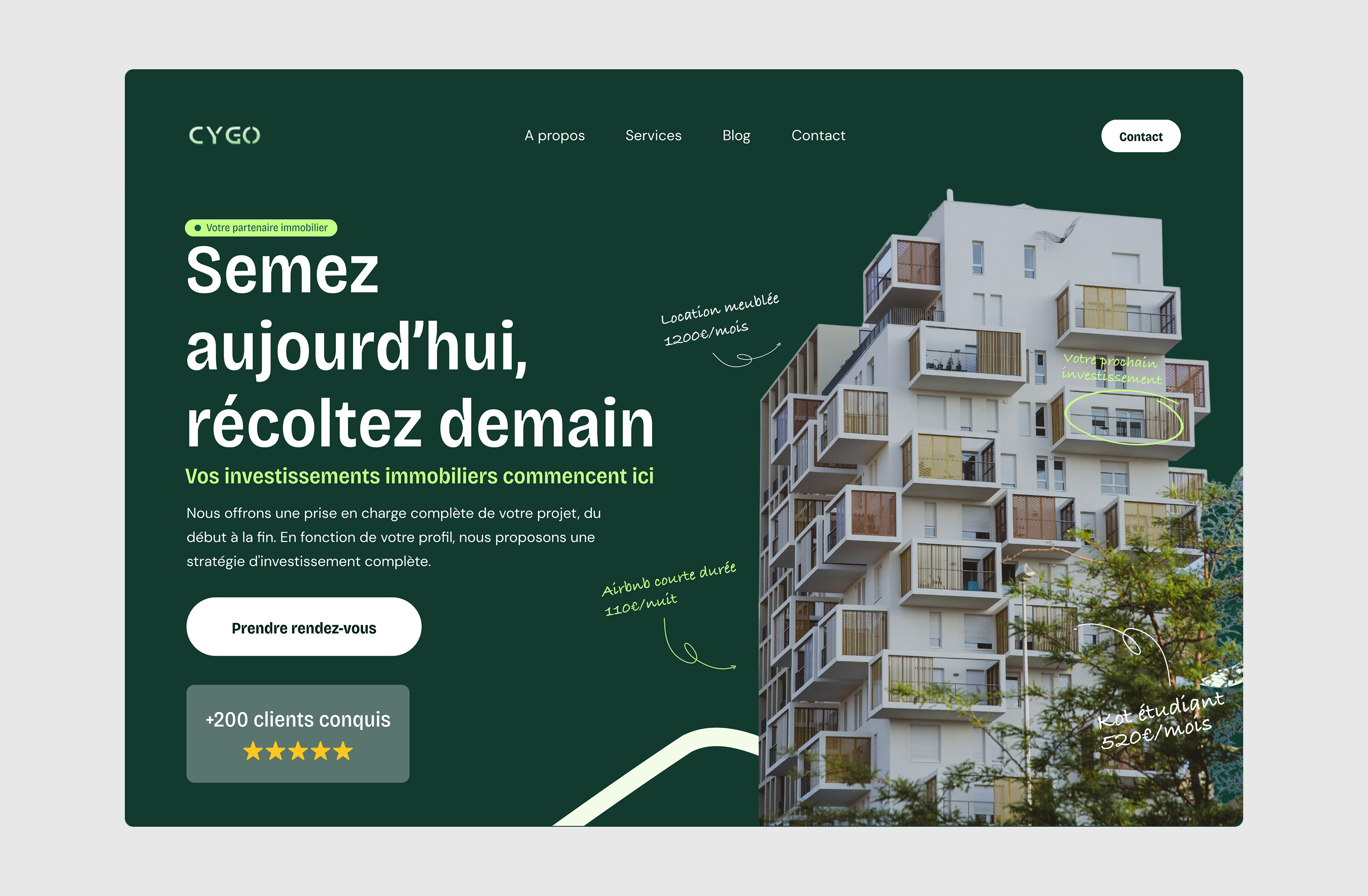 CYGO | Investment Club | Webflow Website b2b b2b website branding corporate website design fintech green branding hero section illustration investment club landing page modern website real estate real estate company real estate firm real estate website saas services section ui webflow