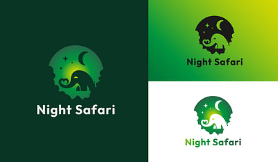 Night Safari (Negitive Space Logo) branding business logo company logo creative logo custom logo design elephant logo graphic design logo logo design logo maker logo redesign minimalist logo minimalist logo design modern logo negative space negative space lgoo night logo redesign vector