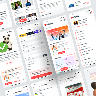 Madix Homepage UI Animation app animation appui casestudydesign cleanui designerzafor designinspiration digitalhealth doctorapp figmadesign healthcareapp healthcareux interaction design mobileappdesign productdesign telemedicine uianimation uiuxdesign userinterface uxdesign vortex dzign