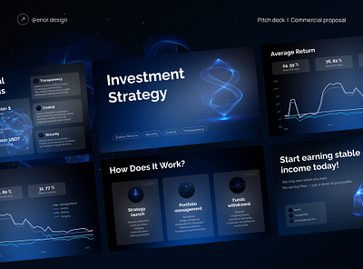 Crypto pitch deck design | Investment strategy presentation desi business presentation commercial proposal company deck company presentation dark theme data visualisation figma google slides graphic design infographic investment deck investment presentation midjourney pitch deck pitch deck design powerpoint presentation design presentation designer slide deck презентация