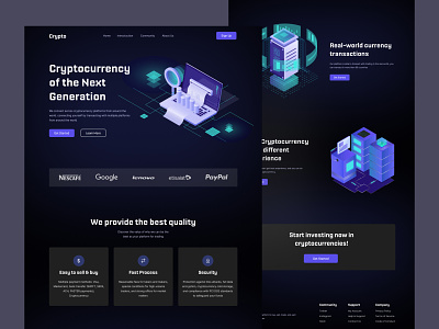 Cryptocurrency Landing Page Design best best ui bitcoin colorfull creative ui design crypto crypto trading cryptocurrency dark design home page modern ui modern ui design nft trading ui uiux unique design ux website
