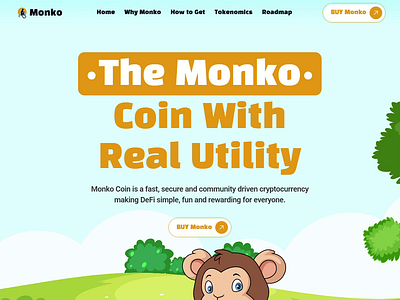 Crypto website design - Monko blockchain website crypto design cryptolandingpage cryptowebsitedesign meme coin memecoin nftwebsite web3 website websitedesign