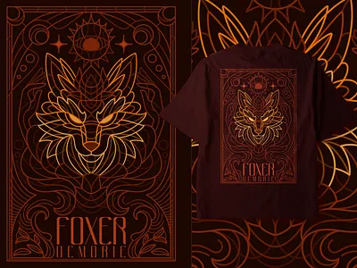Foxer Designs artdeco designs drawing fox illustration lineart outline t shirt vector wolf