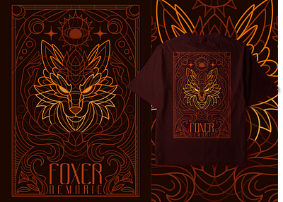 Foxer Designs artdeco designs drawing fox illustration lineart outline t shirt vector wolf