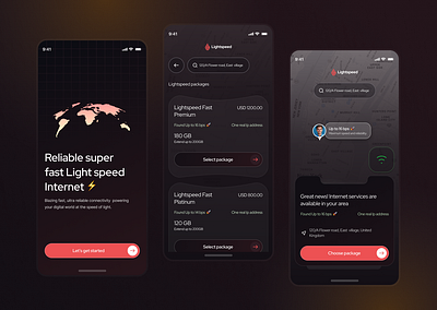 Light Speed Internet Provider App Design app ui design figma ui interface design internet provider mobile app ui ui design