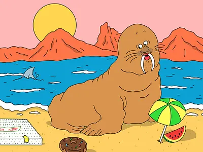 walrus animals branding character design graphic design illustration vector