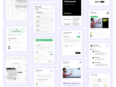 Studicata - Product Visuals Animation animated ui animation bar exam bb agency clean education flashcards light purple lms microinteraction minimal product design product visuals storytelling studicata study ui user interface web design