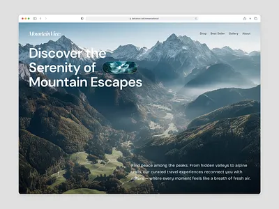 Mountain Escape Hero Section 🏔️ branding dashboard design figma figma design hero section illustration landing page logo mobile app modern mountain section travel landing page ui ui design uiux vector web design website