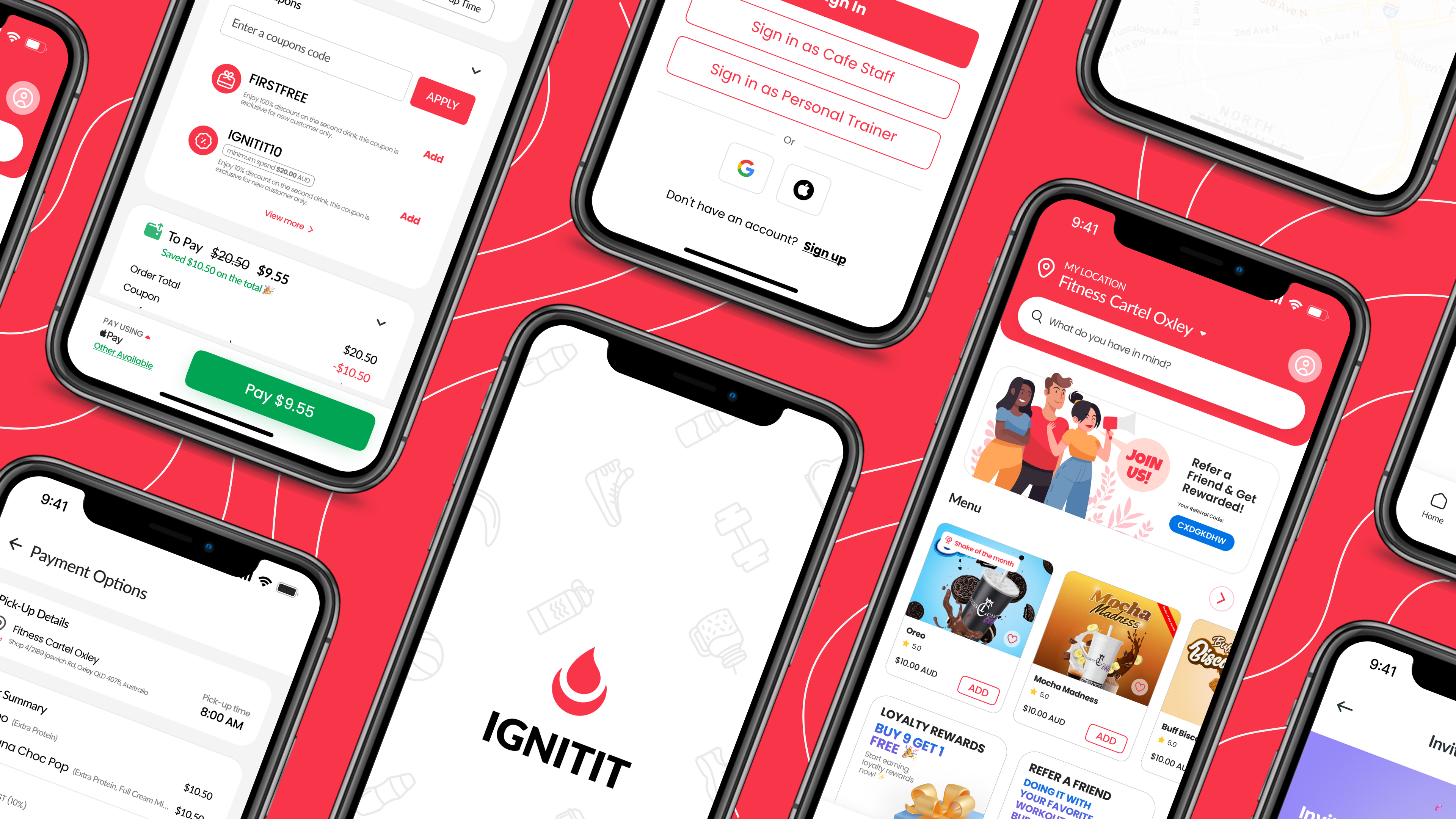 IGNITIT App — Order Shakes. Skip the Queue. Fuel Your Workout. 3d animation branding graphic design illustration iu design logo motion graphics ui