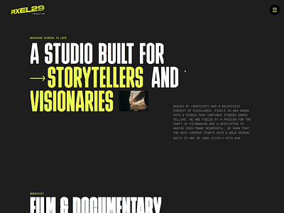 Pixel29 Video Production Studio animation branding design graphic design logo ui ux uxui web design webgl website