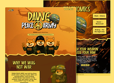 DAWG PEACE ARMY - Meme coin meme meme coin meme coin website meme design meme landing page meme website web design