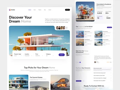 Estatia - Real estate landing page design landingpage minimal popular realestate startup trending ui ux web desig