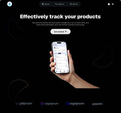 Emerald – Inventory App Landing Page Design app design graphic design landing page ui