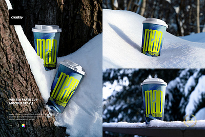 Winter Paper Cup Mockup Set v.2 creator creatsy design mock up mock ups mockup mockups smart object template templates winter paper cup mockup set v.2