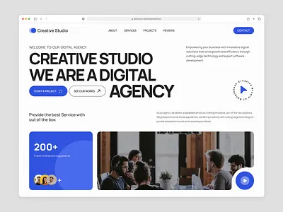 Digital Creative Studio Hero Section agency dashboard design digital agency landing page mobile app modern design section ui ui design uiux web design webflow website