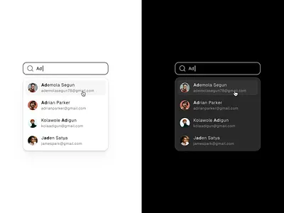 Search results light and dark mode. design dropdown figma illustration modal product design results search ui users ux